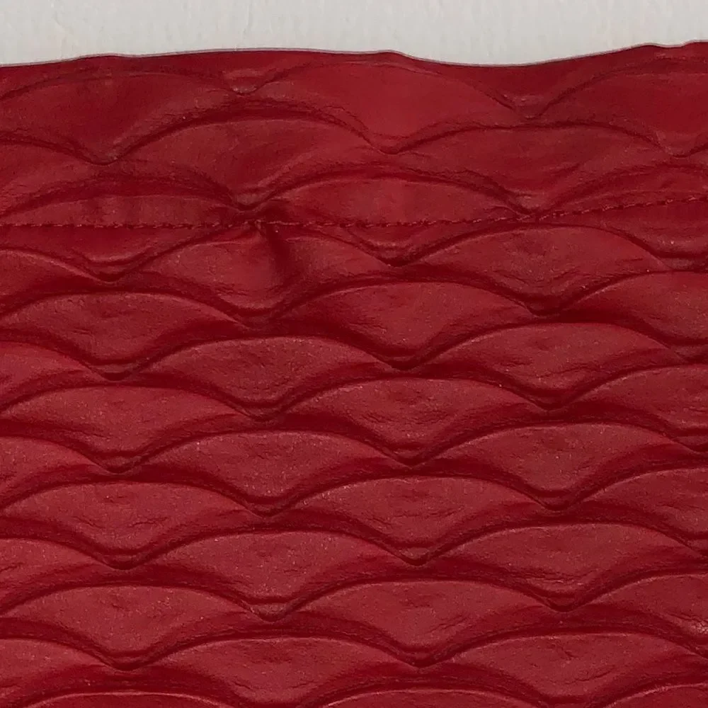 Red Scallop Textured Zippered Cosmetic Makeup Organizer Bag RevitaLash